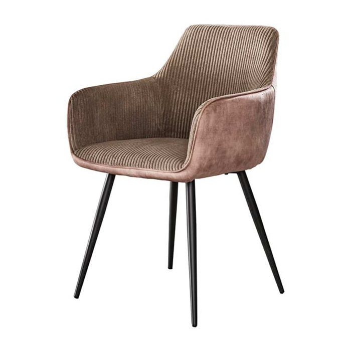Lormi - lot de 2 fauteuils - en velours côtelé et velours - taupe - Taupe