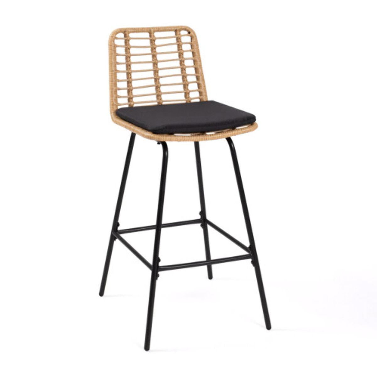 Tabourets de bar Cuba style rotin avec coussin - lot de 2