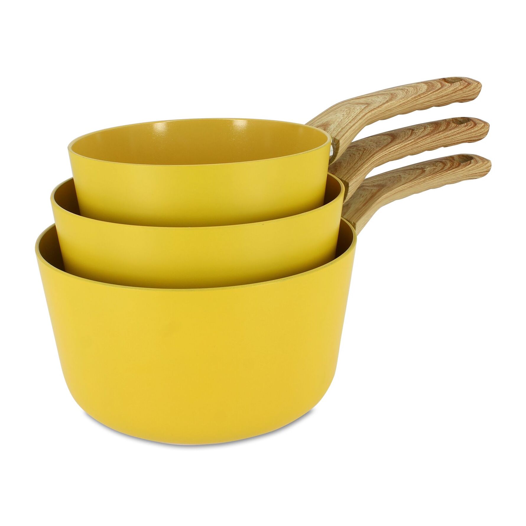 Lot de 3 casseroles revêtement céramique jaune -  tous feux SAFRAN