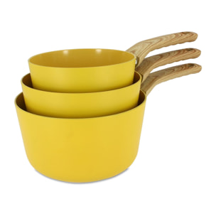 Lot de 3 casseroles revêtement céramique jaune -  tous feux SAFRAN