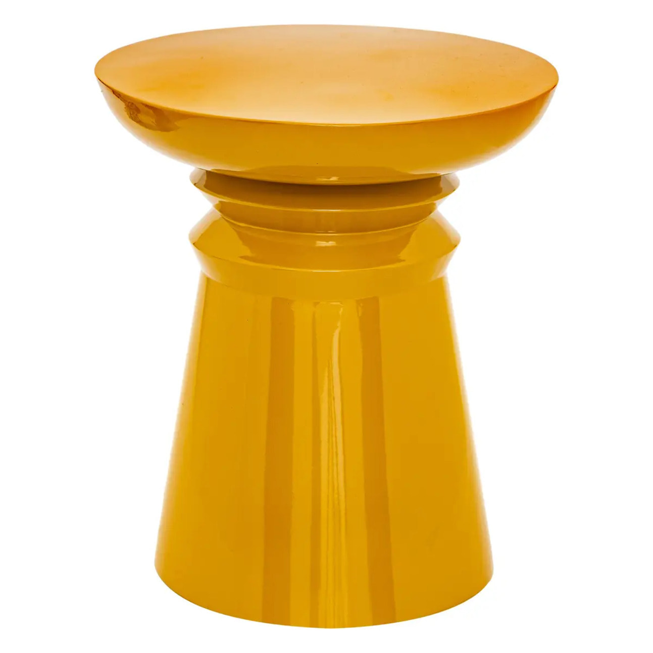 Table d'appoint totem Jaya métal jaune moutarde D38cm