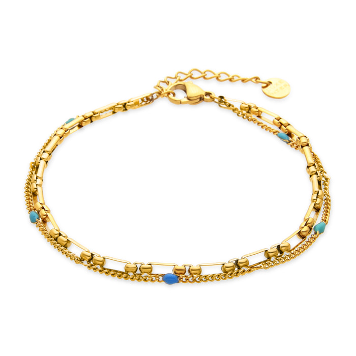 Pulsera con Lacado Multicolor acabado oro 18k