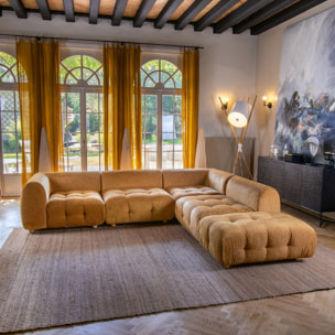 Canapé 5 places en velours ocre TWIGGY