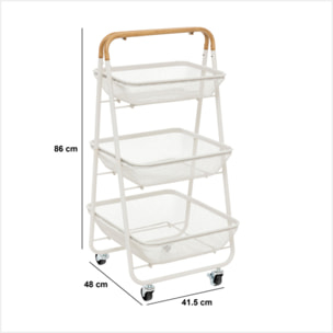 Desserte à roulettes "Mayaj" 3 niveaux 48x41,5cm