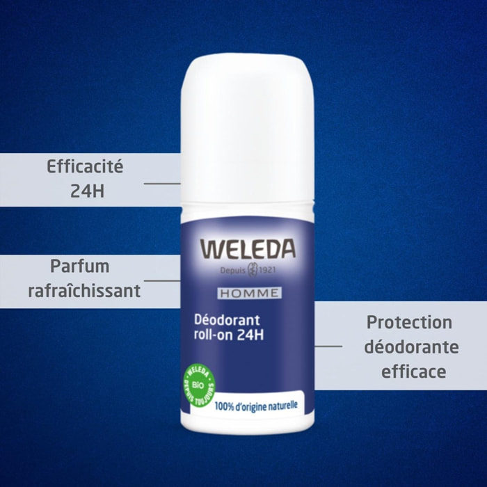 WELEDA - Déodorant roll-on 24H Homme - 50 ml