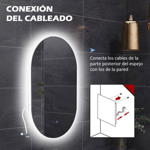 Espejo de Baño con Luces LED 81x51 cm Espejo de Pared con 3 Colores Ajustables Función Antivaho Interruptor Táctil IP44 Horizontal o Vertical Plata