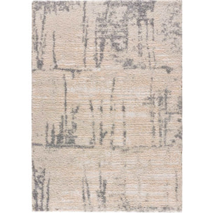 ENYA Alfombra Ã©tnica con relieve tipo shaggy plata, varias medidas disponibles.