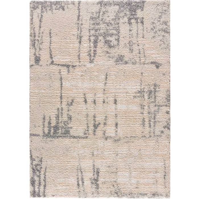 ENYA Alfombra Ã©tnica con relieve tipo shaggy plata, varias medidas disponibles.