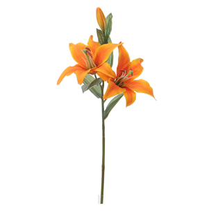 Lilium Composto Da 3 Fiori. Altezza 65 Cm - Pezzi 6 - 17X65X15cm - Colore: Arancio - Bianchi Dino - Fiori Artificiali