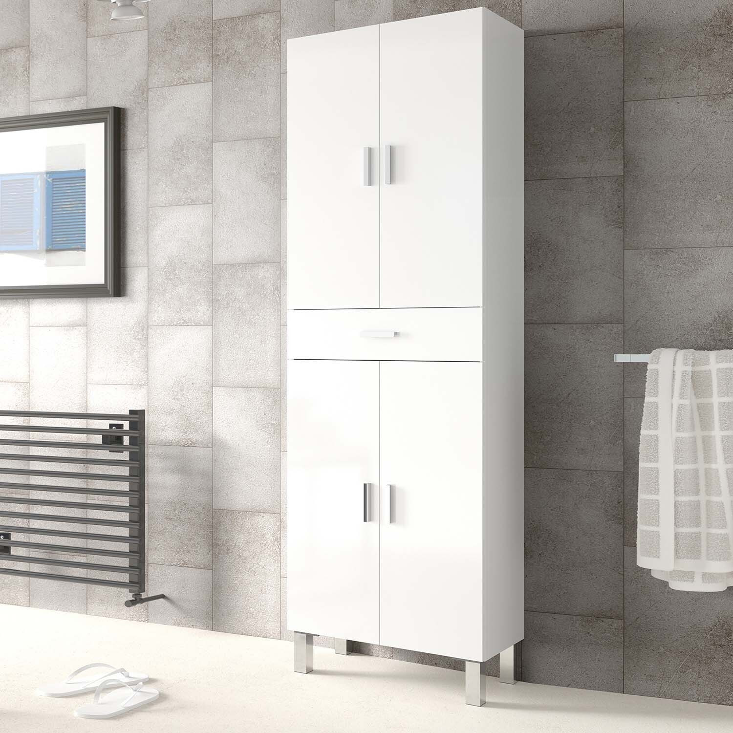 Columna de baño Alise 2p color Blanco Lacado, 30 cm (ancho) x 25 cm (fondo) x 150 cm (alto)