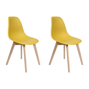 Chaise Scandinave Coque Moutarde - Lot De 2