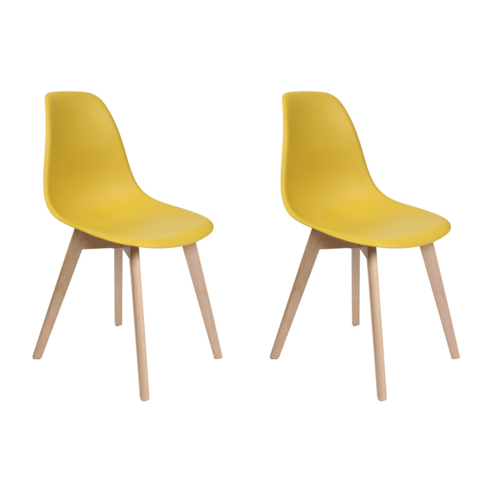 Chaise Scandinave Coque Moutarde - Lot De 2