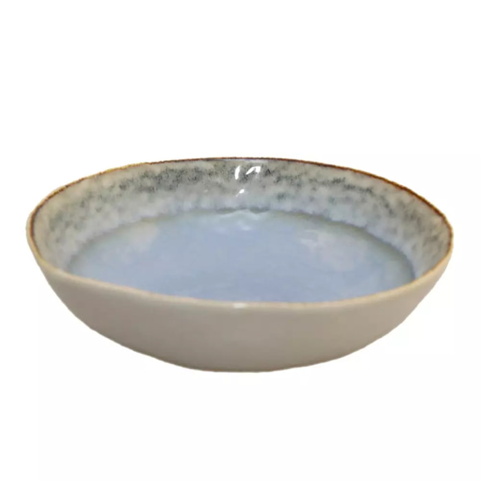 Lot de 6 ASSIETTE CREUSE BLEUE EN PORCELAINE 20X20X5CM
