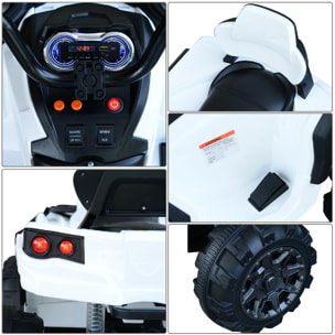 Voiture 4x4 quad buggy électrique 103L x 68l x 73H cm enfants 3 à 8 ans effets lumineux musique lecteur MP3 multifonction blanc