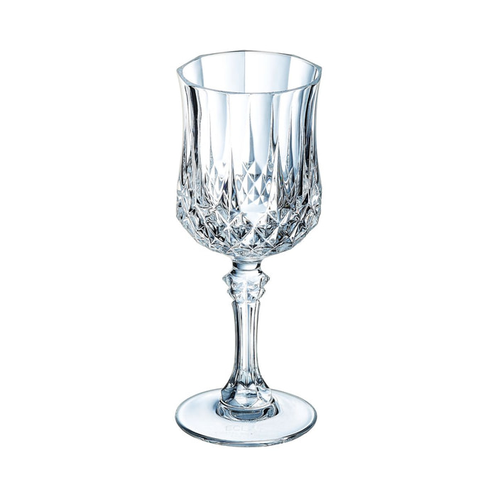 6 verres à pied 17cl Longchamp - Cristal d'Arques - Verre ultra transparent au design vintage