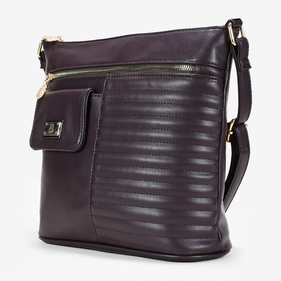 Bolso bandolera marrón con bolsillos