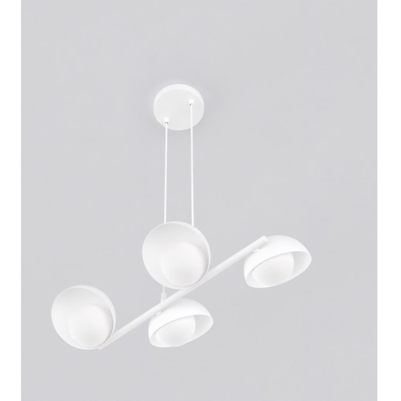 Lampada a sospensione BOOM a quattro luci in acciaio bianco opaco