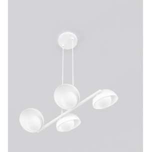Lampada a sospensione BOOM a quattro luci in acciaio bianco opaco