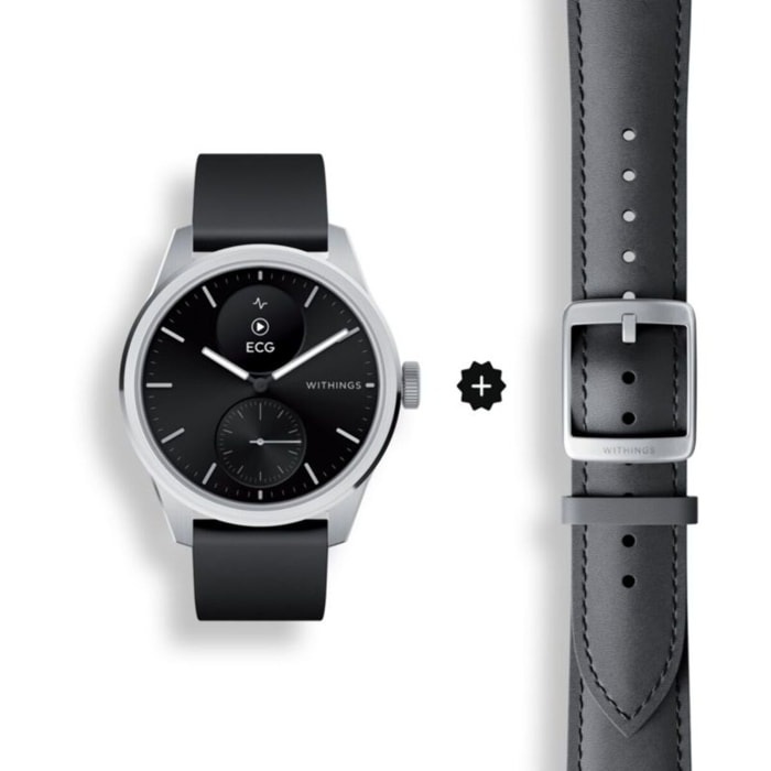 Montre santé WITHINGS Scanwatch 2 42mm Noire + bracelet Cuir offert