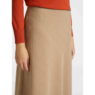 Elena Mirò - Gonna sbieca fantasia checks - Beige