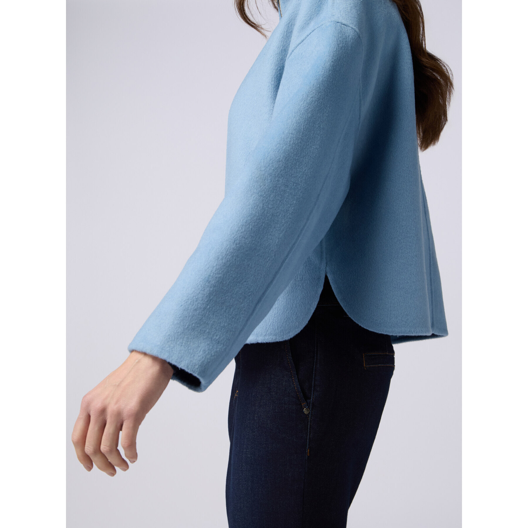 Oltre - Giubbotto in panno misto lana - Azzurro