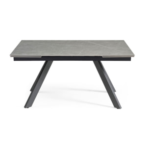 Table extensible céramique gris laqué 180/260cm - 8 piètements - UNIK