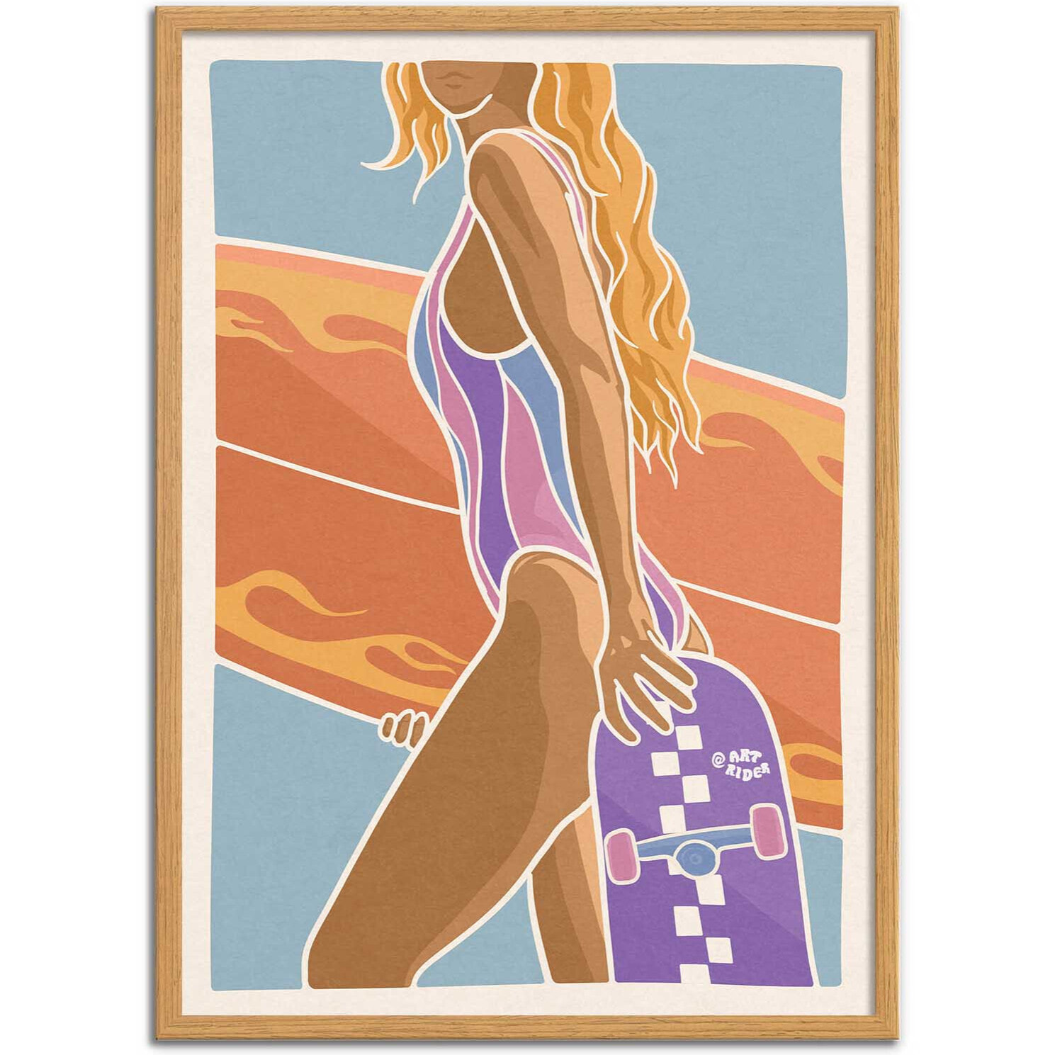Affiche - Skate and surf fire - Art Rider