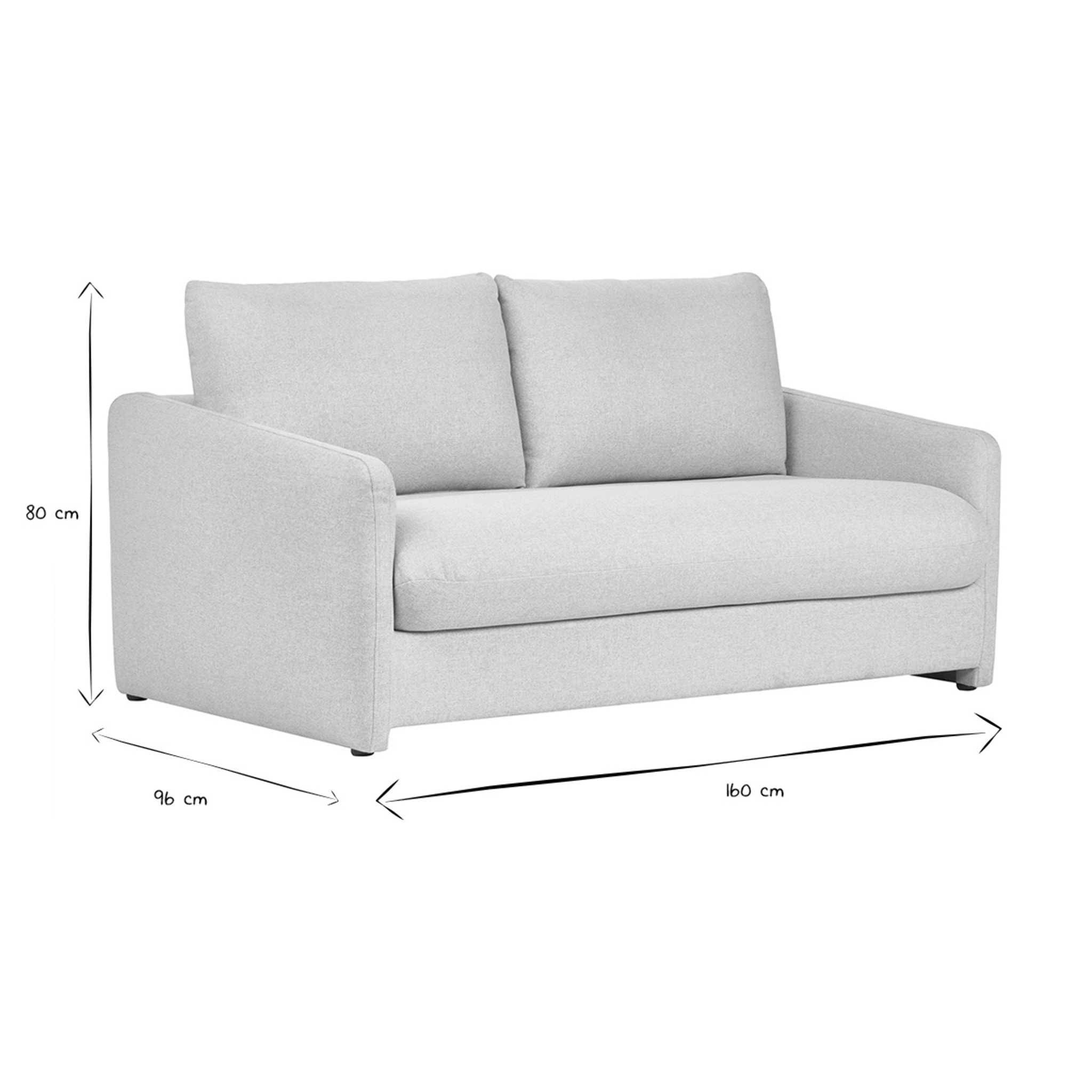 Canapé convertible 2 places en tissu beige crème PAULIN