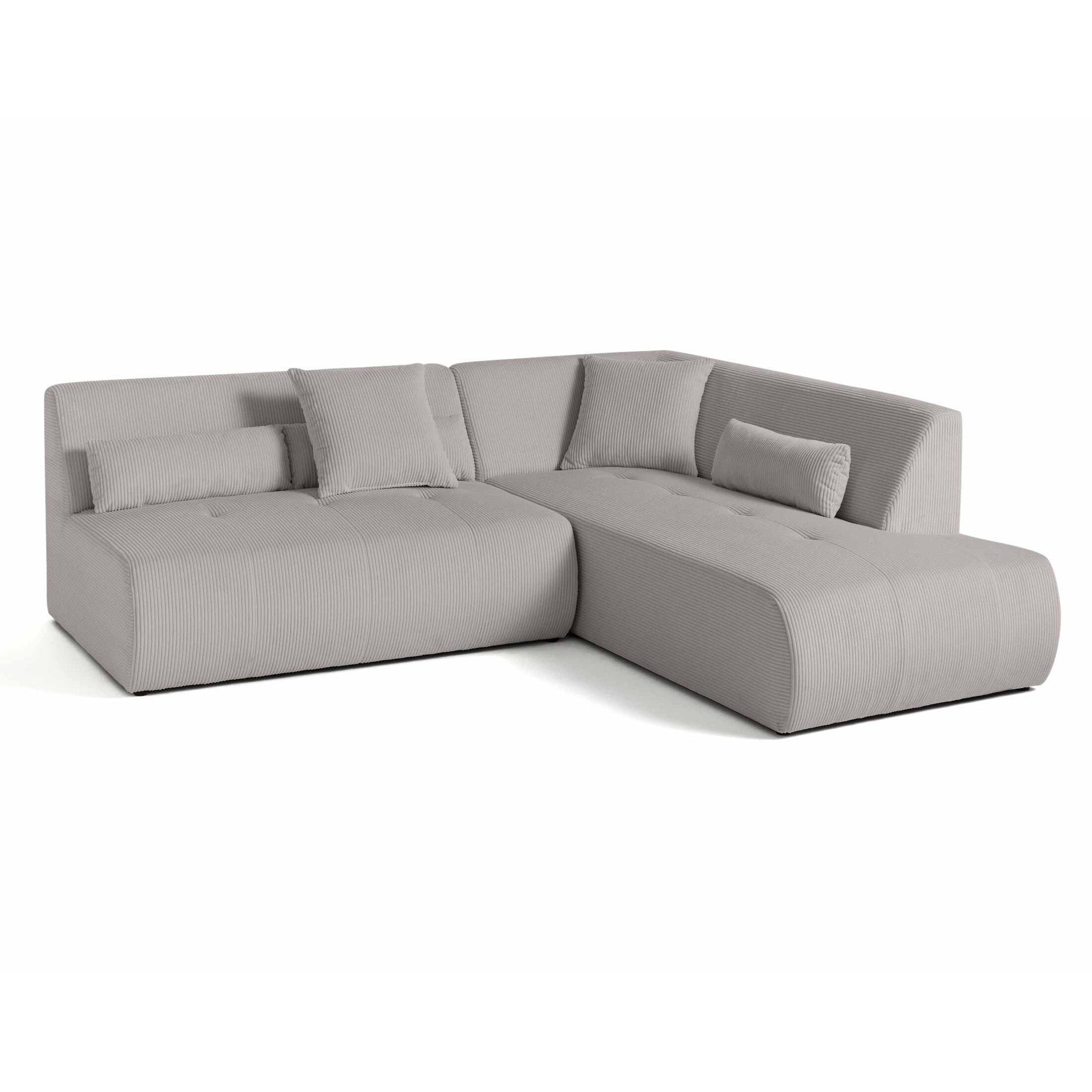 Onyx - canapé modulable d'angle droit - 5 places - en velours côtelé - Gris clair
