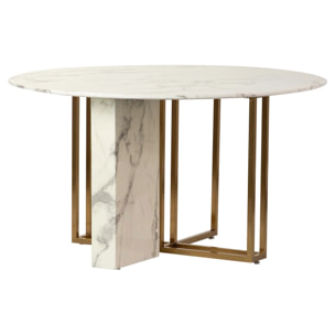 Mesa Comedor Acero Inoxidable Marmol Sintético Nyngan 135x135x75 Cm