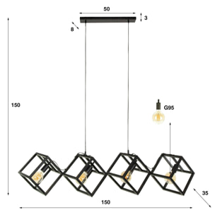 Suspension design 4 cubes en métal RALF