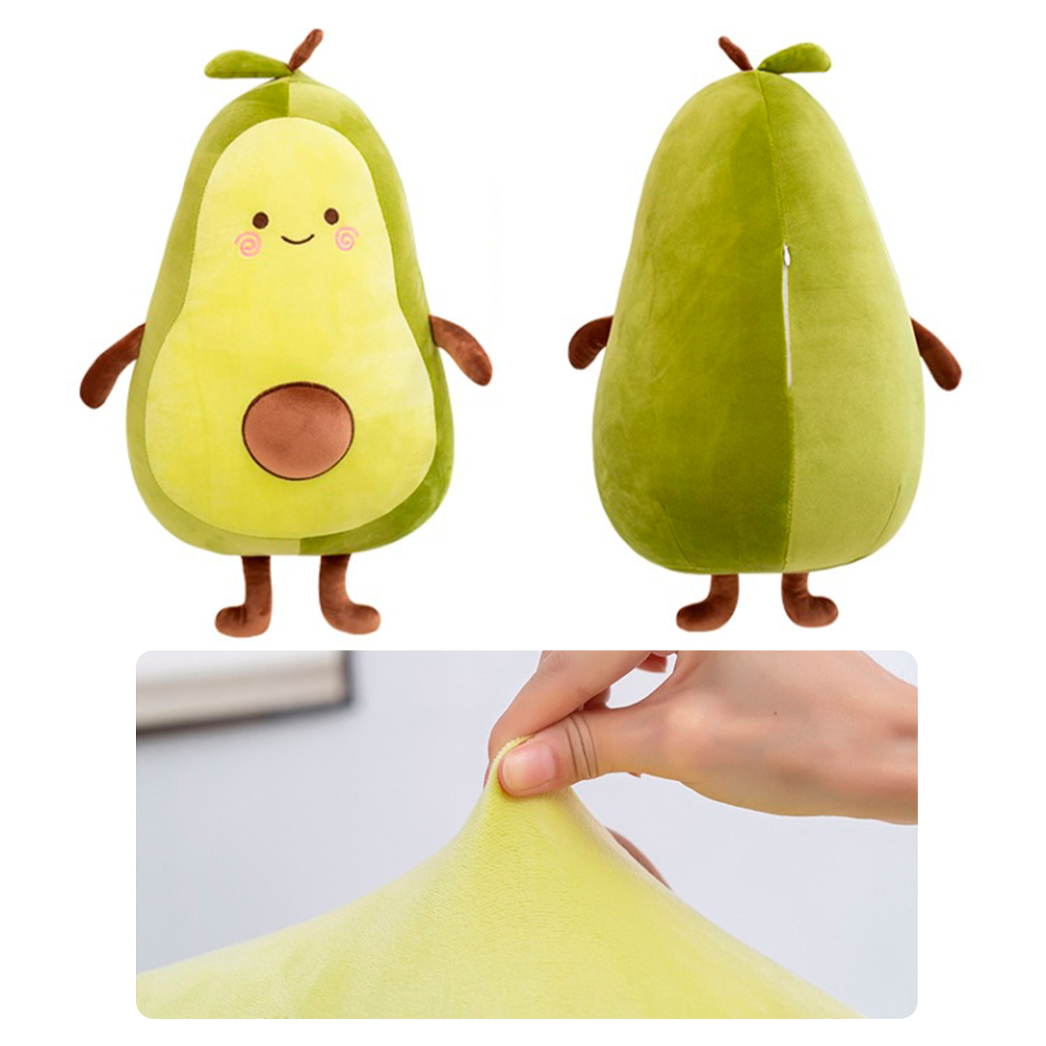 Cuscino extra morbido e soffice design avocado felice. 65 cm.
