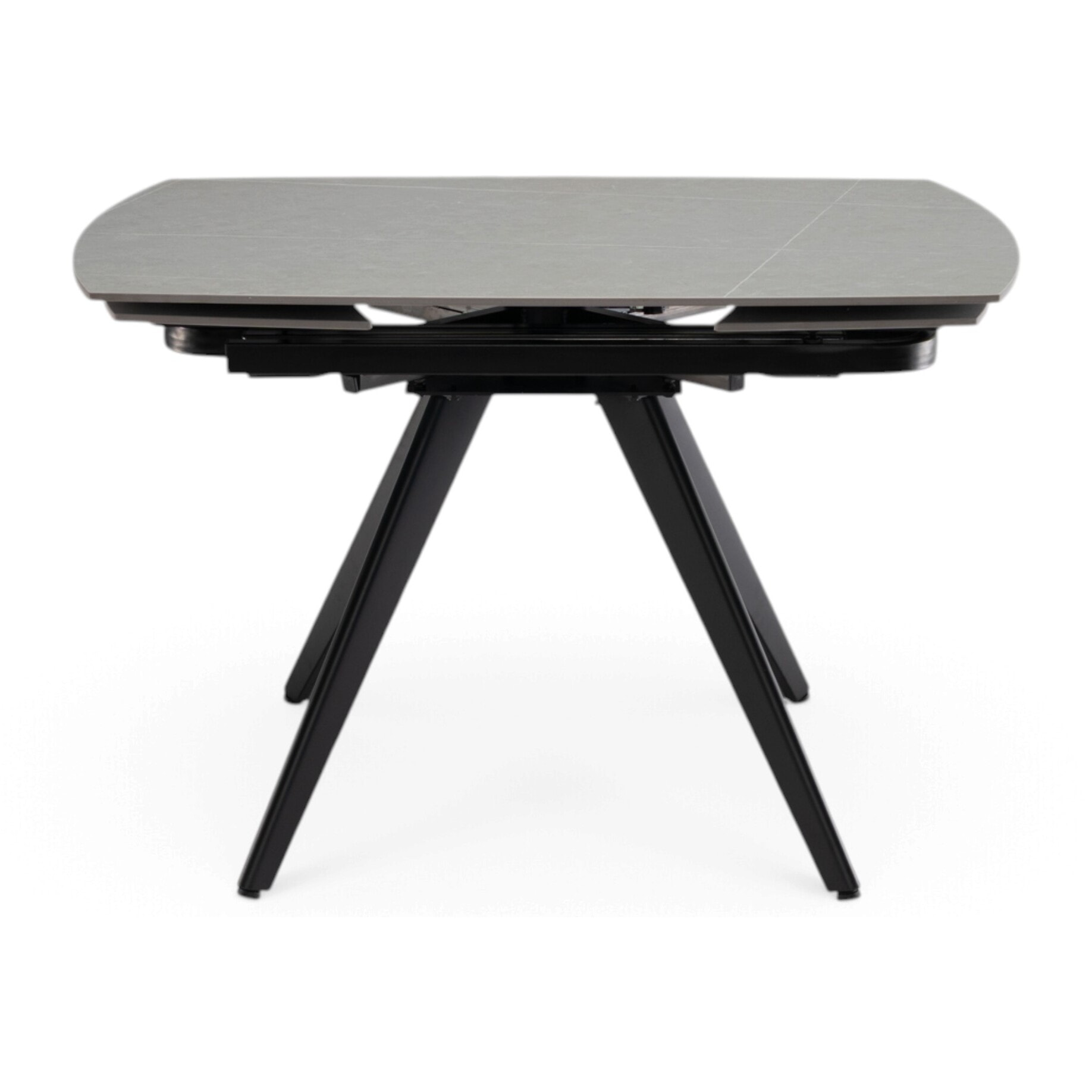 Tavolo allungabile LAVEZZI in ceramica, finitura pietra grigio e gambe in metallo nere - 120×80x78 – 180×80x75 cm