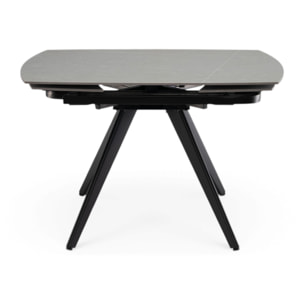 Tavolo allungabile LAVEZZI in ceramica, finitura pietra grigio e gambe in metallo nere - 120×80x78 – 180×80x75 cm