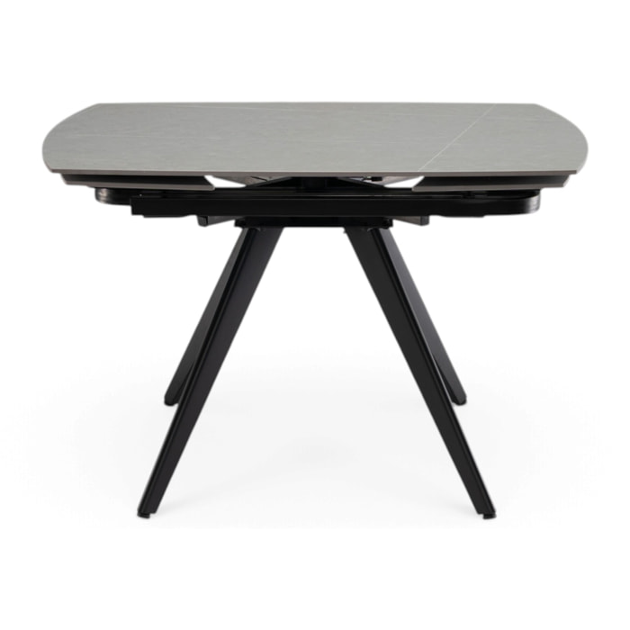 Tavolo allungabile LAVEZZI in ceramica, finitura pietra grigio e gambe in metallo nere - 120×80x78 – 180×80x75 cm