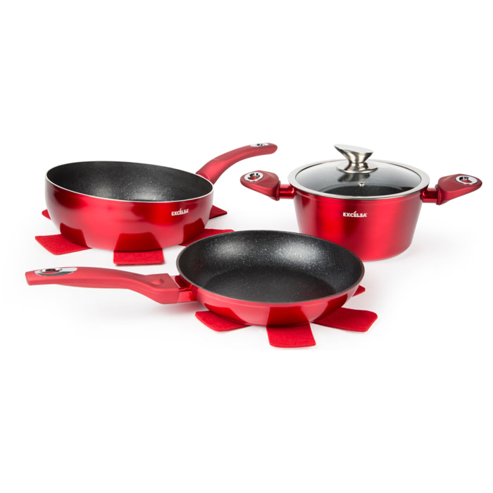 Set 4 pentole Excelsa Phoenix, alluminio rosso