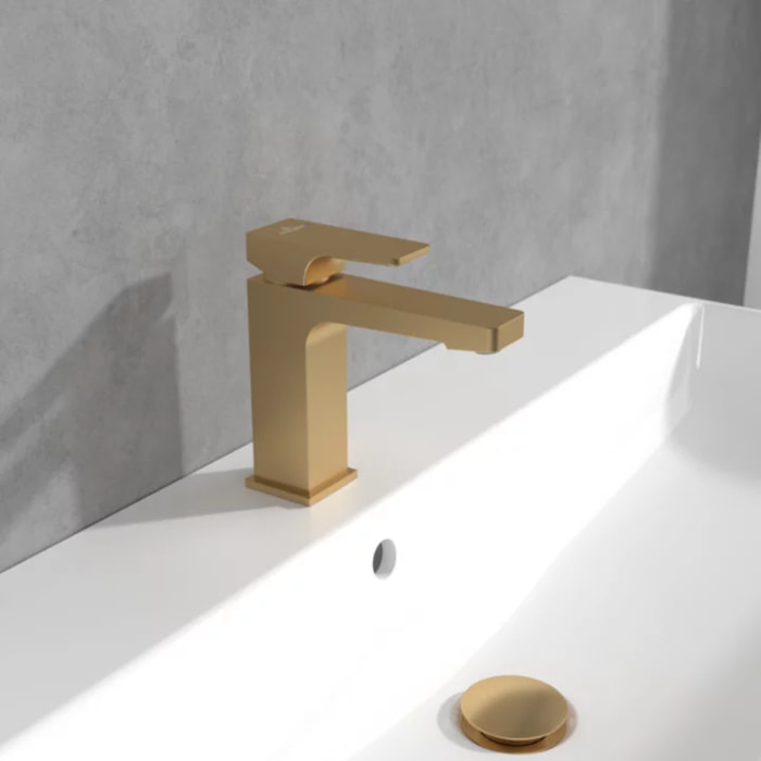 Mitigeur lavabo Architectura Square avec tirette Brushed Gold