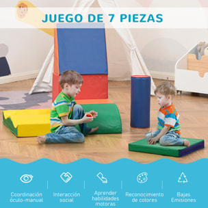 Juego de 7 Bloques de Espuma para Niños de 1-3 Años Bloques Psicomotricidad Figuras de Construcción para Escalar y Gatear 60x40x11 cm Multicolor