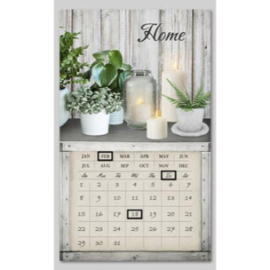 Quadro con led con calendario bianco rettangolare cm30x50x1,8