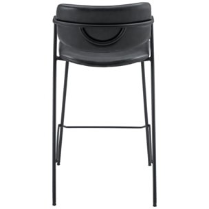 Lot de 2 tabourets de bar en simili noir LÉON