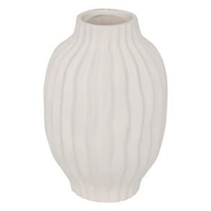 Vase strié "Fernan" céramique blanc H22cm