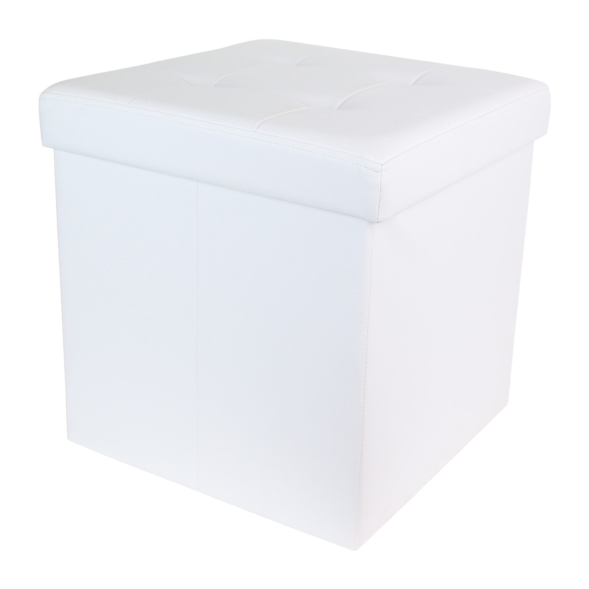 Coffre Pouf Pliable Pu Blanc