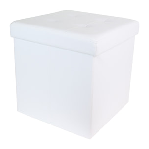 Coffre Pouf Pliable Pu Blanc