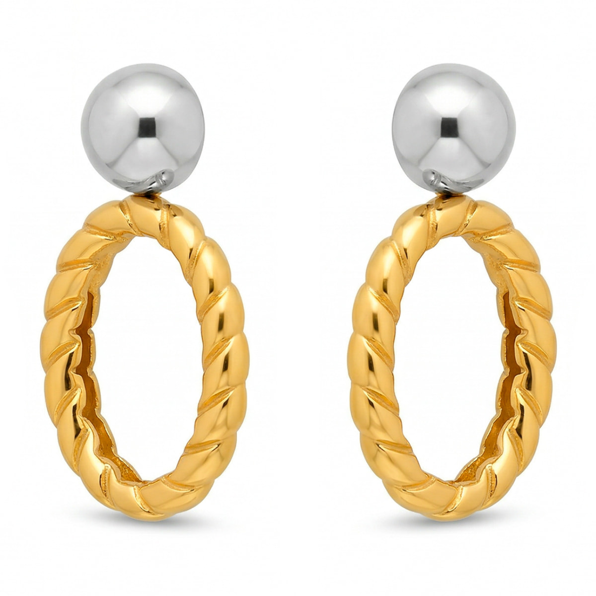 Pendientes Hiami acabado oro 18k y plata