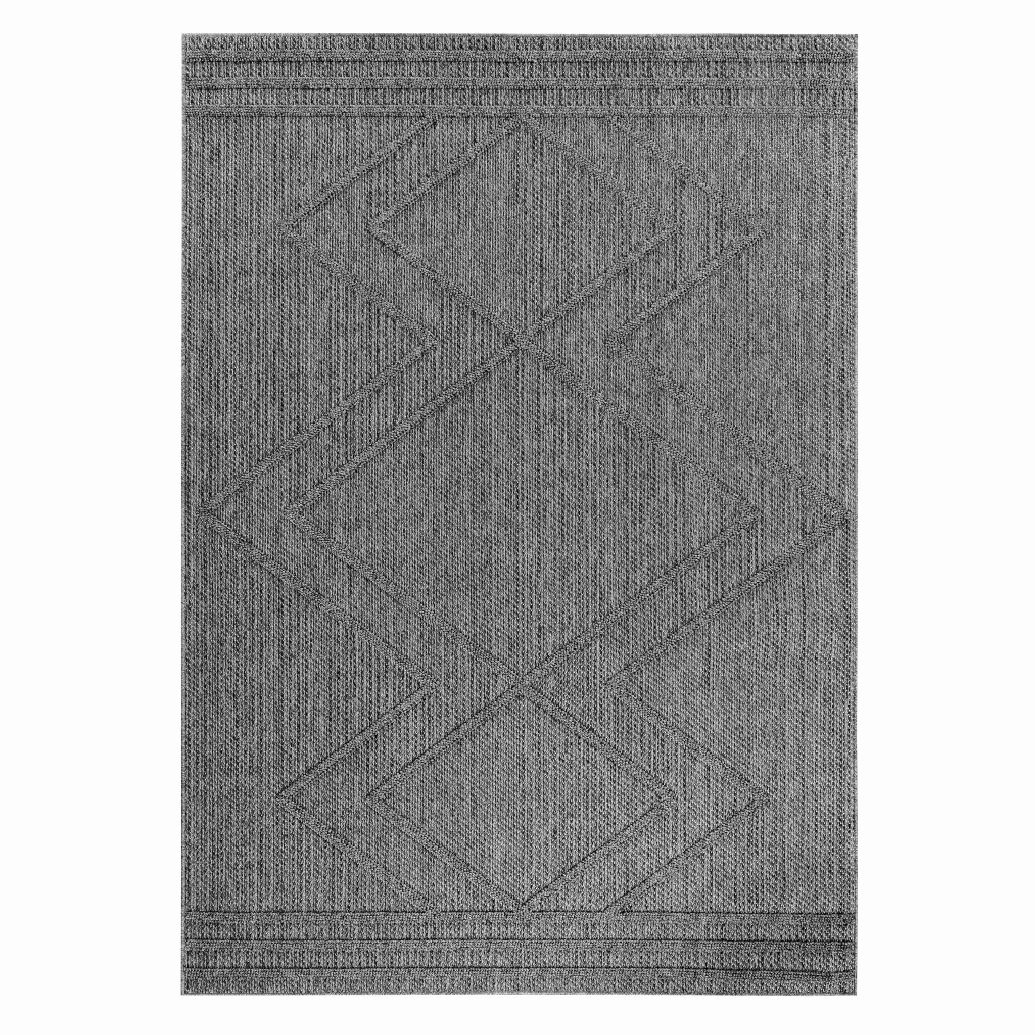 PATARA - Tapis intérieur/extérieur motif géométrique gris - PAT4954GRI