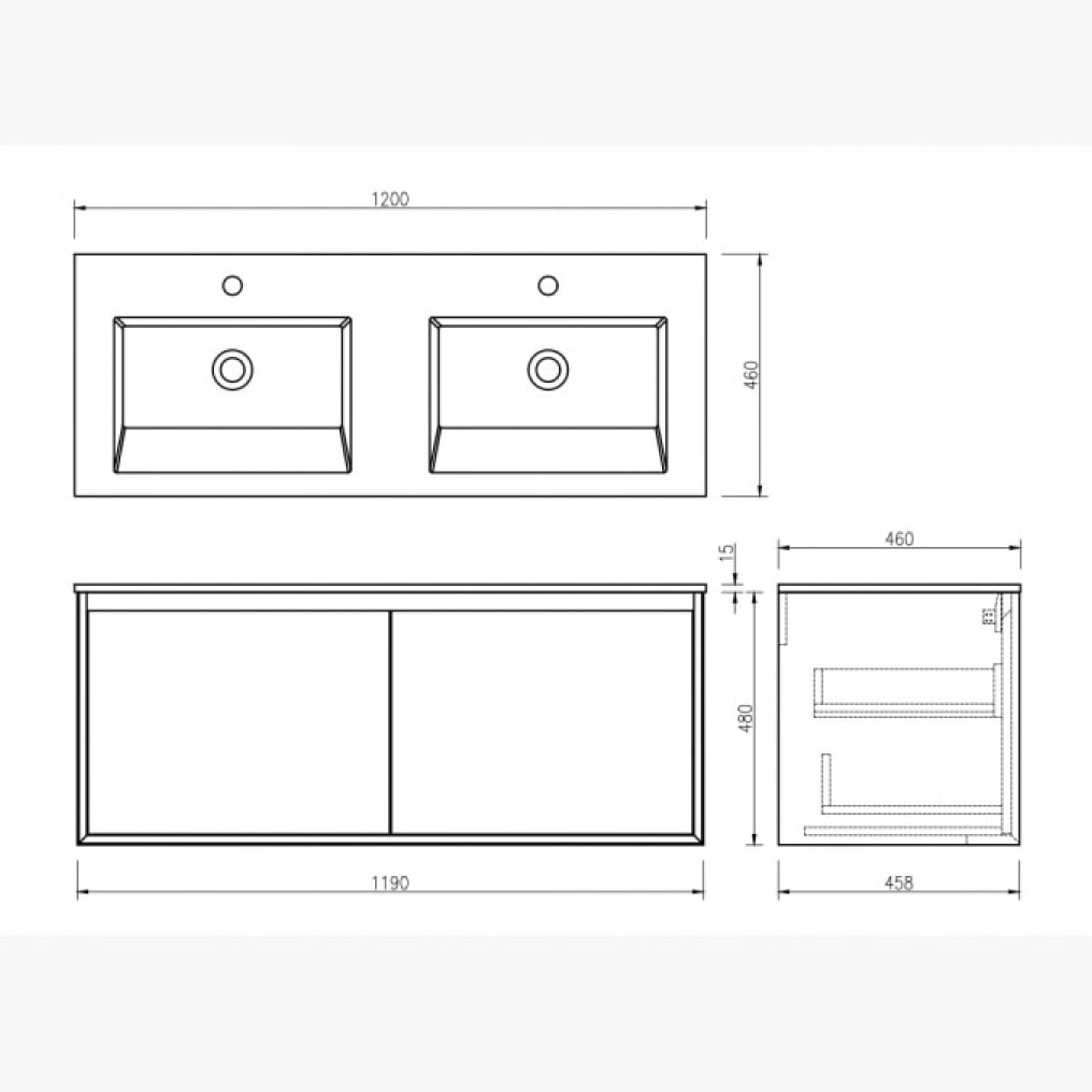 Ensemble de salle de bain 120 cm noir Aquasasso