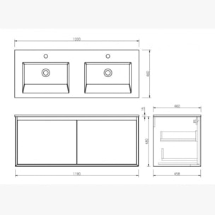 Ensemble de salle de bain 120 cm noir Aquasasso