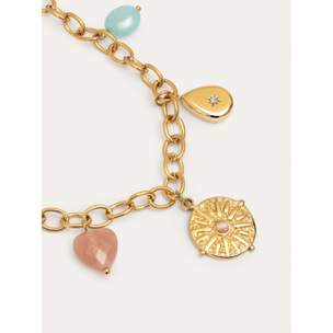 Collana Multicharms Soleil  in Acciaio Placcato Oro