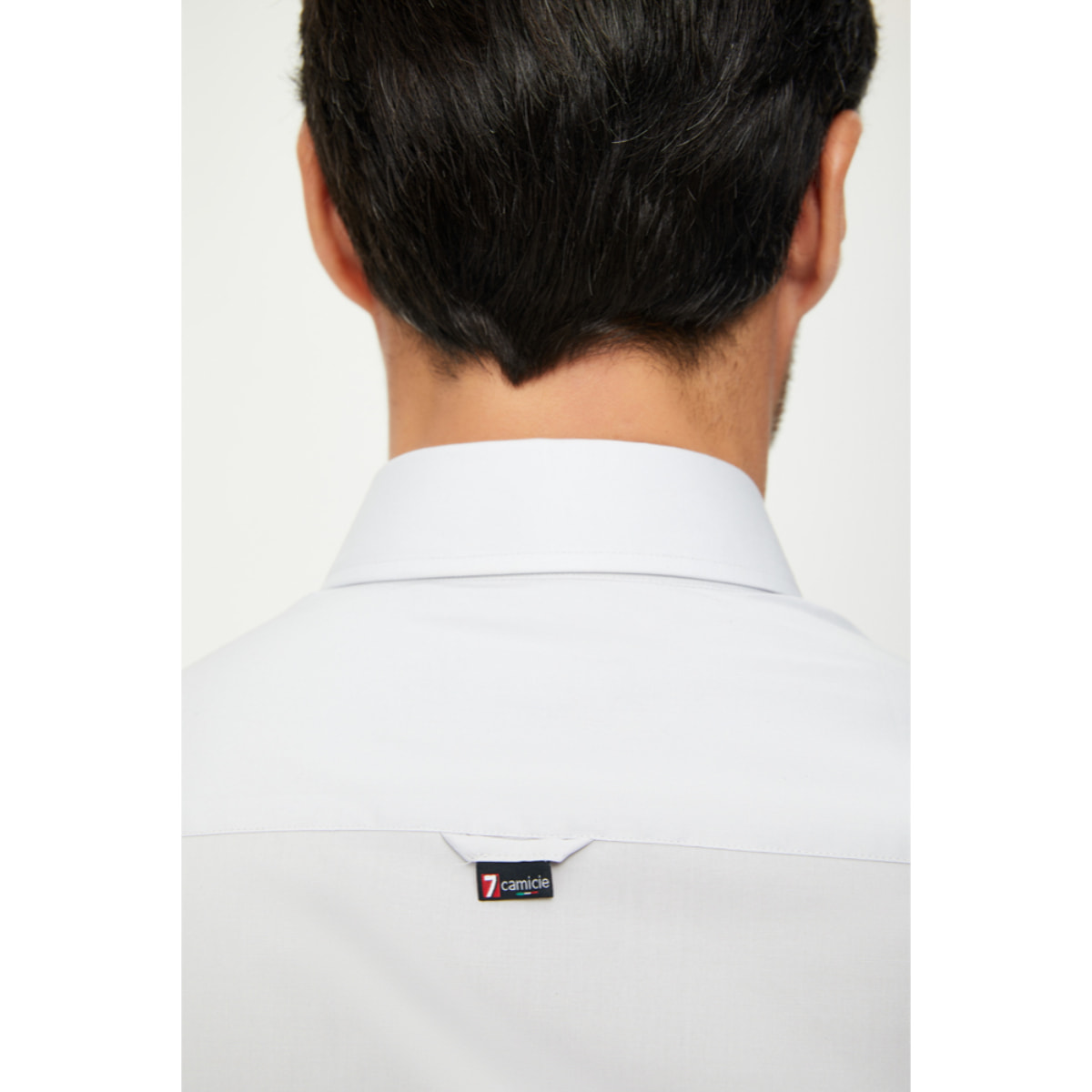 Camicia Uomo 1 Bottone Button Down Slim Popeline Stretch Unito Grigio