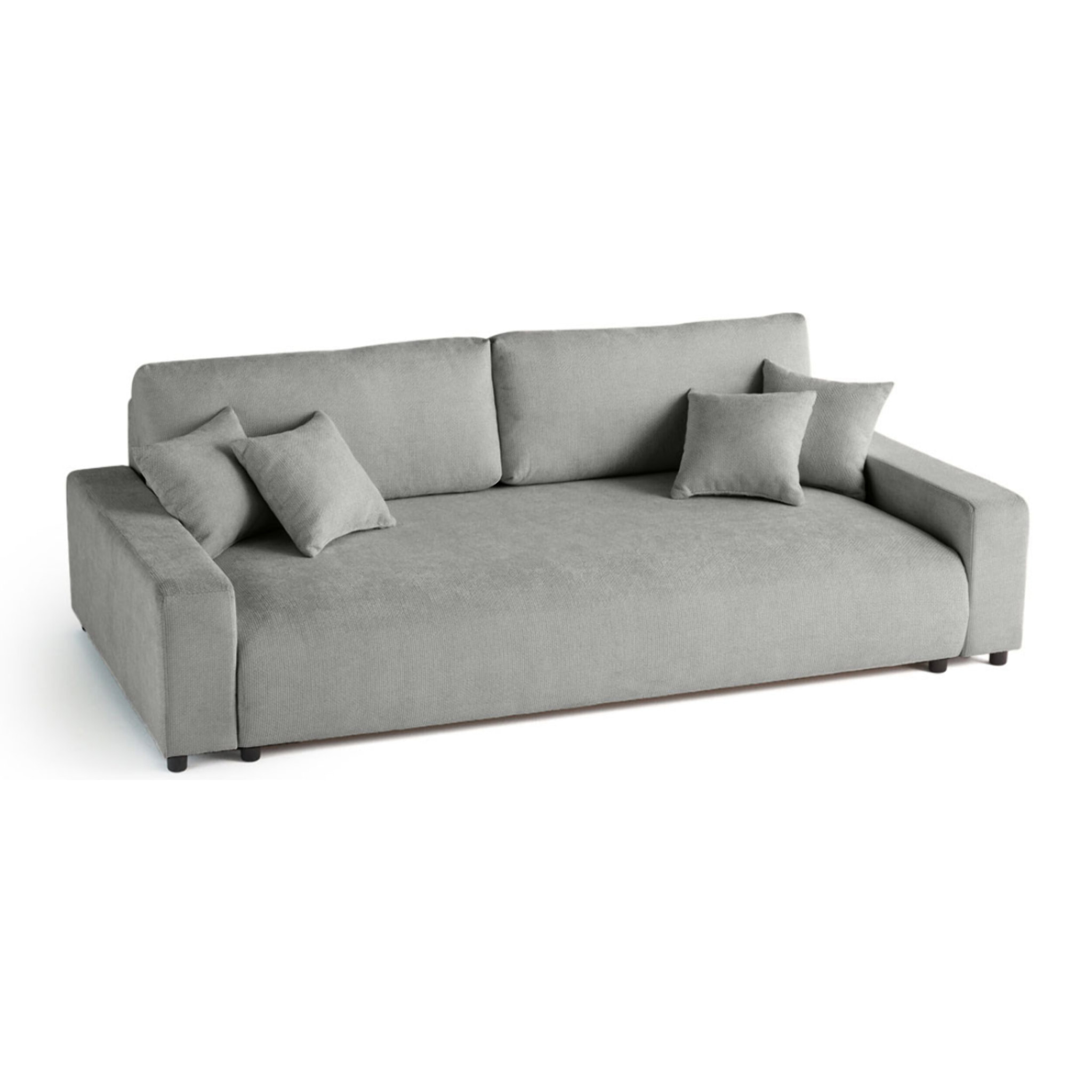 Pivoine - canapé droit 3 places - convertible avec coffre - en velours texturé - Gris